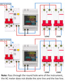 Medidor eléctrico 6 en 1 carril din. Tensión, Intensidad, Frecuencia, Potencia, Factor de Potencia y Consumo.