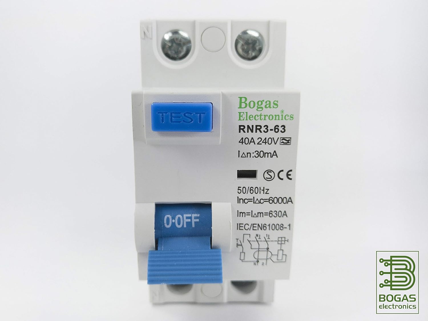 Interruptor diferencial inmunizado de doble onda, 30 mA, 2P, 40 A, Clase A y 6kA.