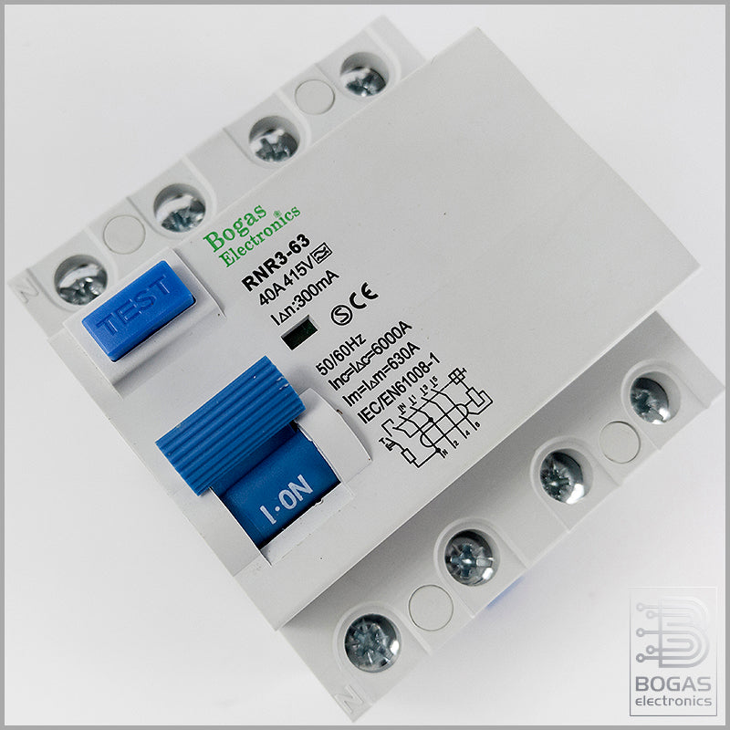 Interruptor Diferencial 40A, 4P Trifásico (3P+N), Clase A inmunizado doble onda (300mA)