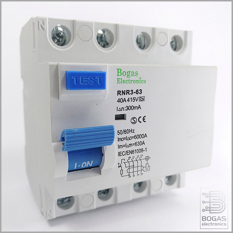 Interruptor Diferencial 40A, 4P Trifásico (3P+N), Clase A inmunizado doble onda (300mA)