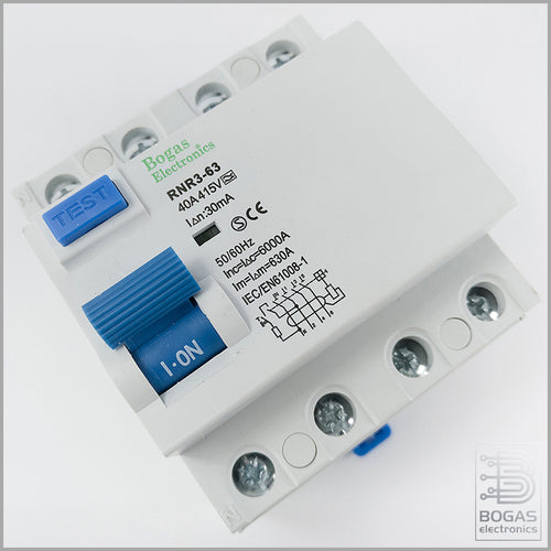 Interruptor Diferencial 40A, 4P Trifásico (3P+N), Clase A Inmunizado doble onda (30mA)